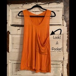 Unique M Fredric Collection Orange Rayon Top